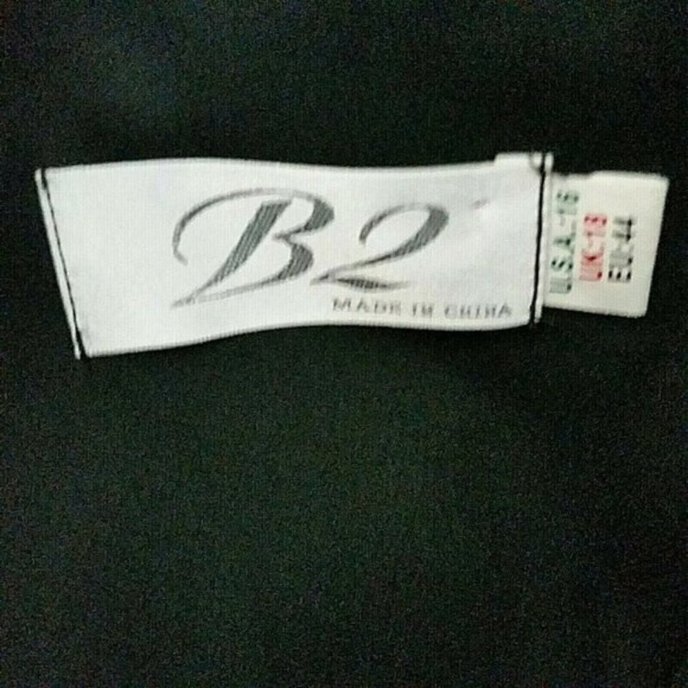 B2 Black Chiffon Pleated Sleeveless A-Line Dress - Picture 8 of 8